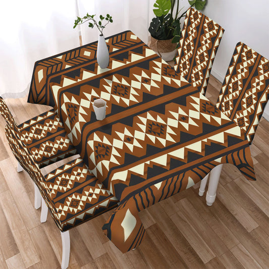WelcomeNative Brown Pattern Culture Design Native American Tablecloth, Chair cover, 3D Tablecloth, All Over Print