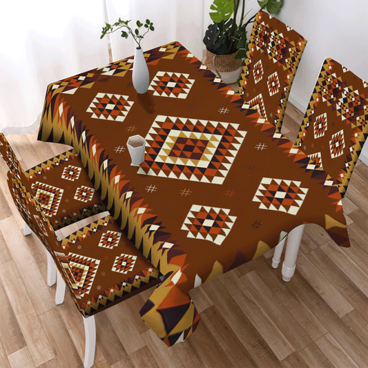 WelcomeNative Brown Pattern Design Native American Tablecloth, Chair cover, 3D Tablecloth, All Over Print