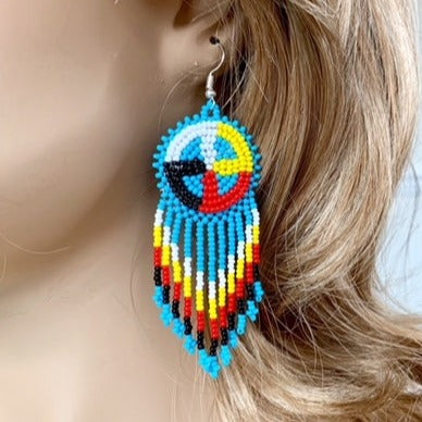WelcomeNative Handmade Turquoise Blue Native Style Fringe Earrings