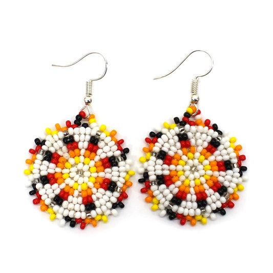 WelcomeNative White Beaded Earrings Beautifully Hand Made With Czech Seed Beads.