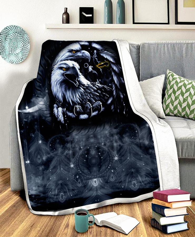 WelcomeNative Native Black Fleece Blanket, 3D Fleece Blanket, All Over Print, Native American