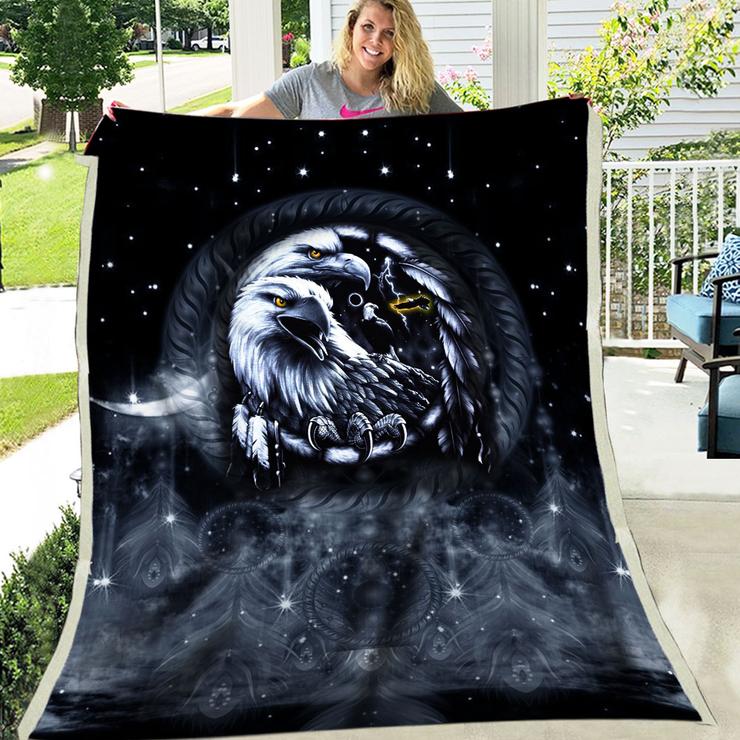 WelcomeNative Native Black Fleece Blanket, 3D Fleece Blanket, All Over Print, Native American