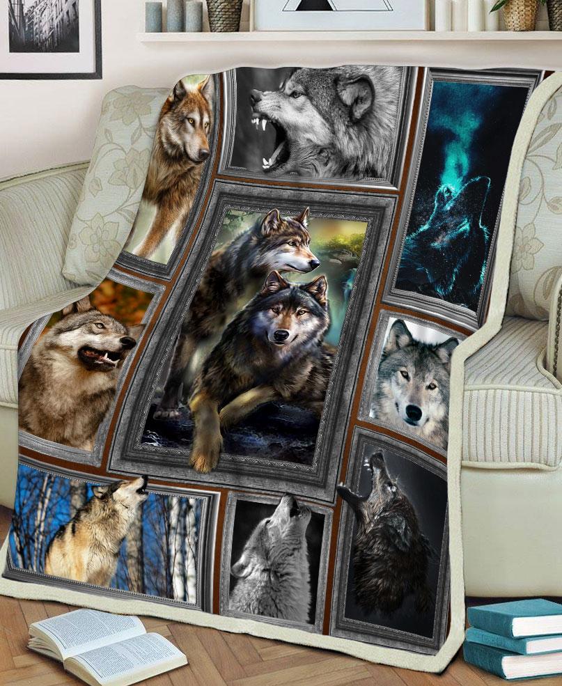 WelcomeNative Native Wolf Flock Fleece Blanket, 3D Fleece Blanket, All Over Print, Native American