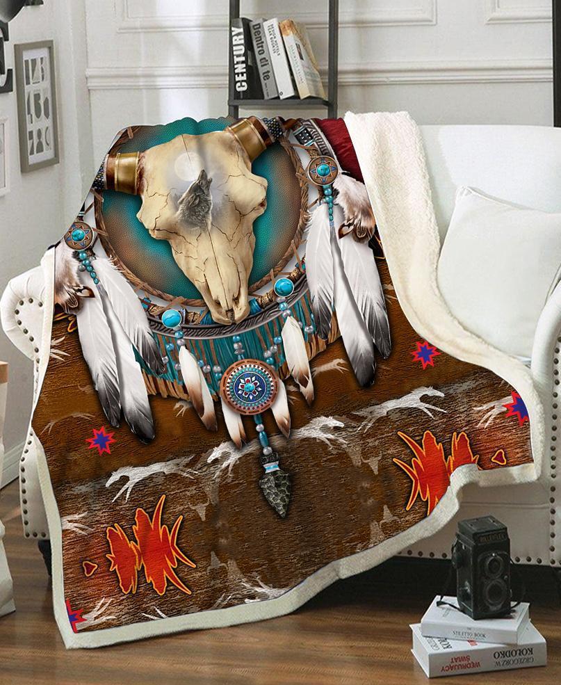 WelcomeNative Native Buffalo Fleece Blanket, 3D Fleece Blanket, All Over Print, Native American