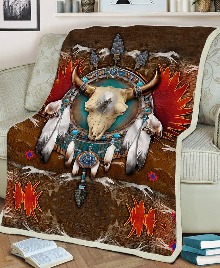 WelcomeNative Native Buffalo Fleece Blanket, 3D Fleece Blanket, All Over Print, Native American