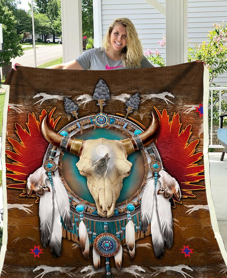 WelcomeNative Native Buffalo Fleece Blanket, 3D Fleece Blanket, All Over Print, Native American