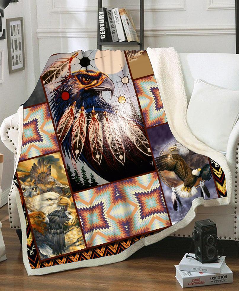 WelcomeNative Native Eagles Fleece Blanket, 3D Fleece Blanket, All Over Print, Native American