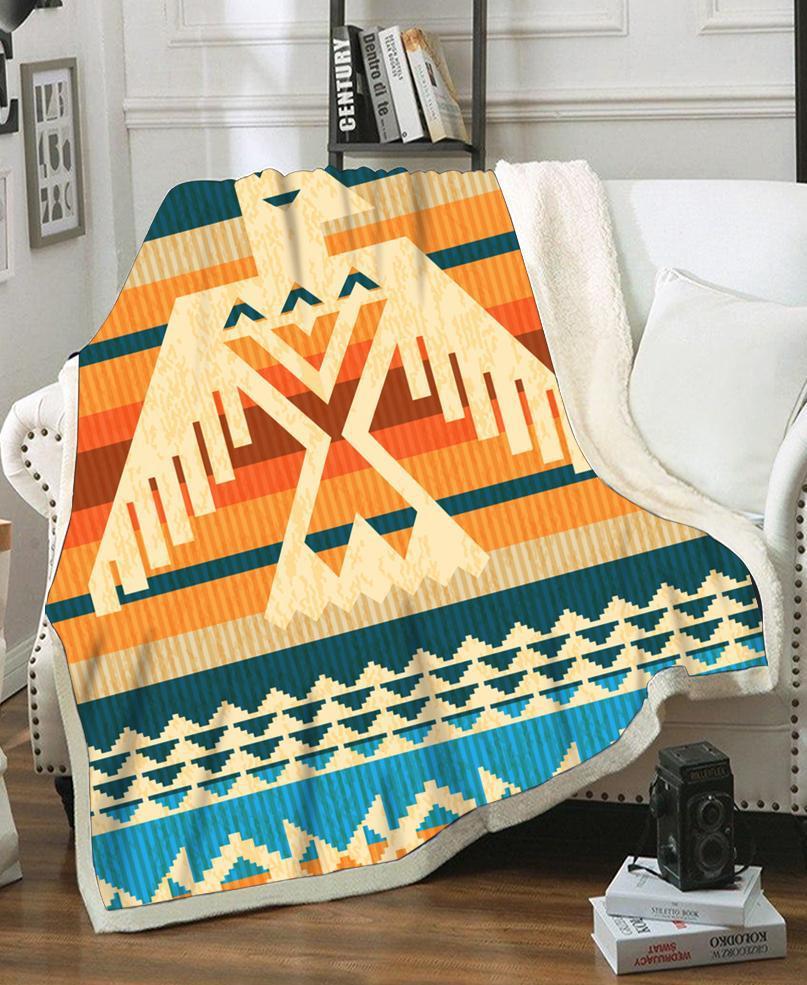 WelcomeNative Border Pattern Fleece Blanket, 3D Fleece Blanket, All Over Print, Native American