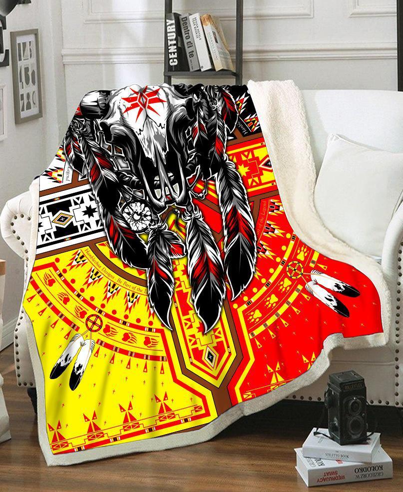 WelcomeNative Buffalo Head Fleece Blanket, 3D Fleece Blanket, All Over Print, Native American
