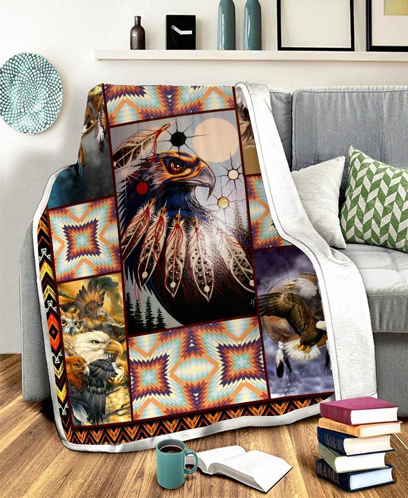 WelcomeNative Native Eagles Fleece Blanket, 3D Fleece Blanket, All Over Print, Native American
