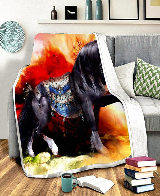 WelcomeNative Horse Fleece Blanket, 3D Fleece Blanket, All Over Print, Native American