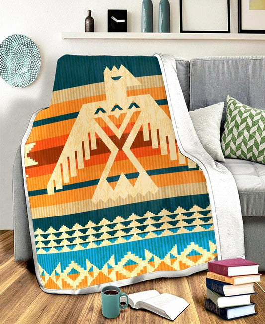 WelcomeNative Border Pattern Fleece Blanket, 3D Fleece Blanket, All Over Print, Native American