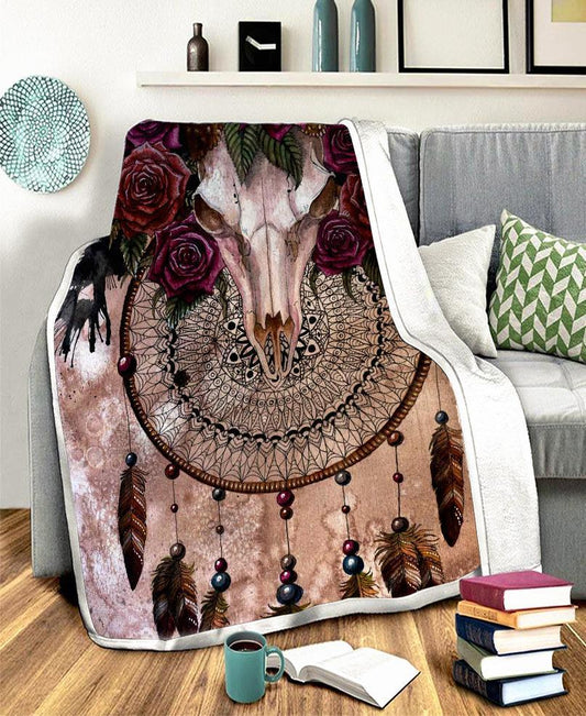 WelcomeNative Dreamcatcher Rose Fleece Blanket, 3D Fleece Blanket, All Over Print, Native American