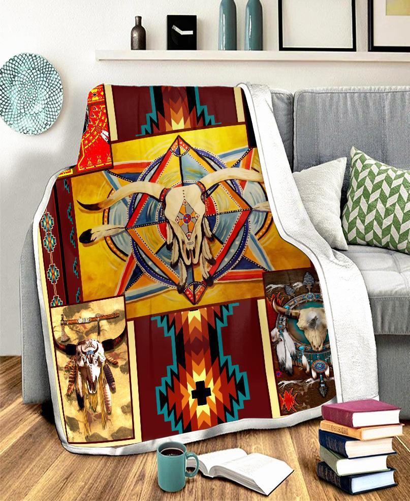 WelcomeNative Native Buffalo Pattern Fleece Blanket, 3D Fleece Blanket, All Over Print, Native American