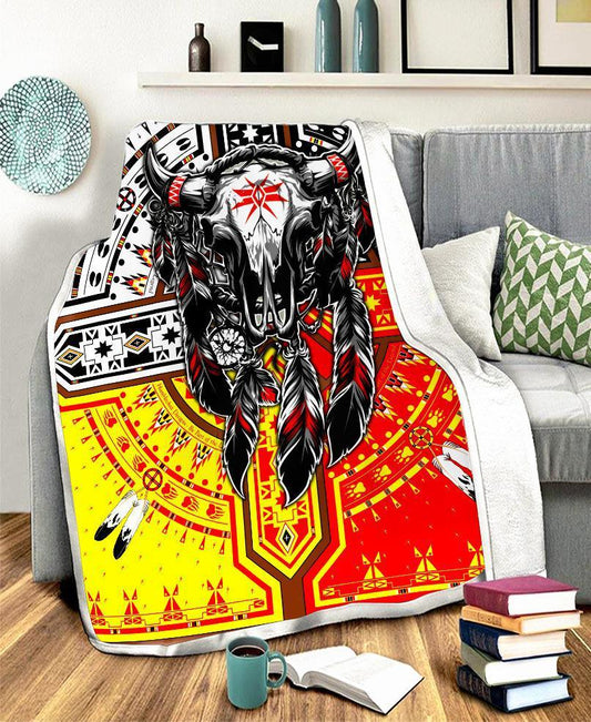 WelcomeNative Buffalo Head Fleece Blanket, 3D Fleece Blanket, All Over Print, Native American
