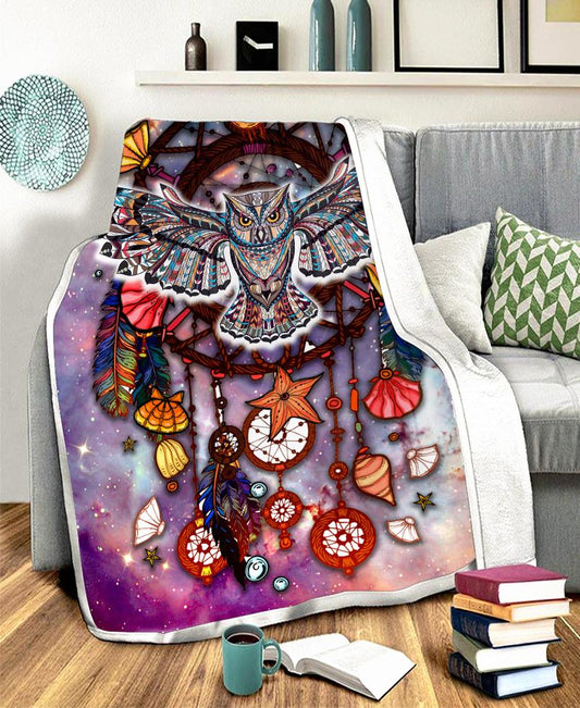 WelcomeNative Owl Fleece Blanket, 3D Fleece Blanket, All Over Print, Native American