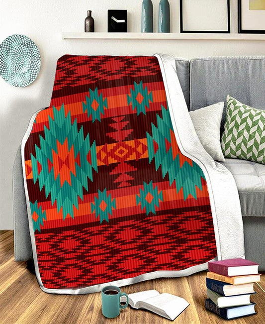 WelcomeNative Pattern Fleece Blanket, 3D Fleece Blanket, All Over Print, Native American