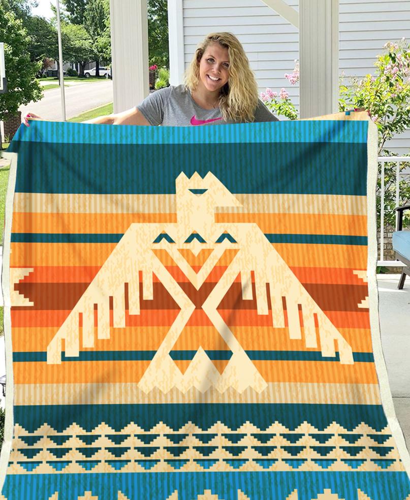 WelcomeNative Border Pattern Fleece Blanket, 3D Fleece Blanket, All Over Print, Native American