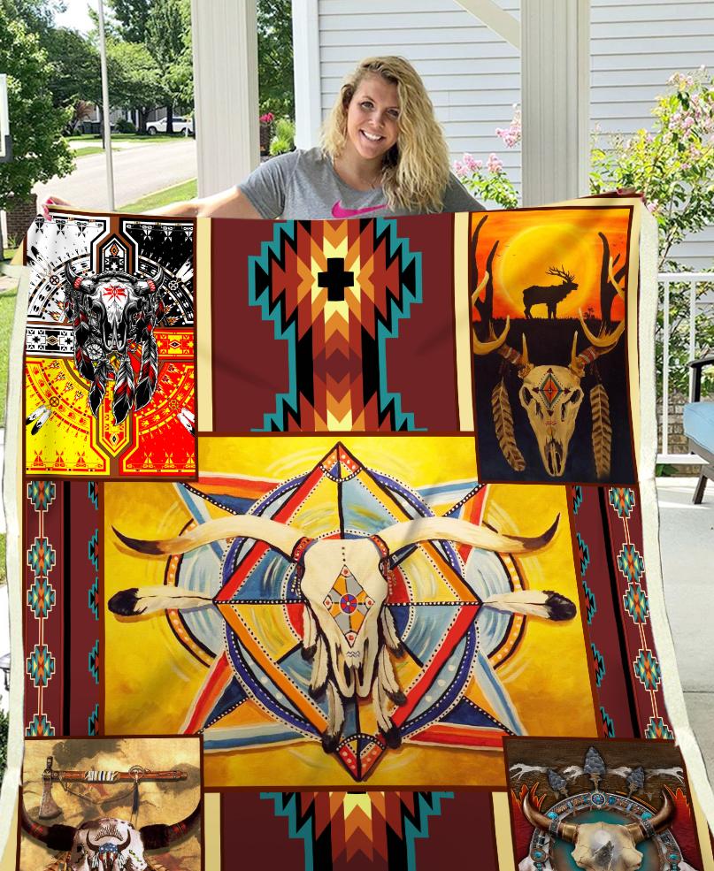 WelcomeNative Native Buffalo Pattern Fleece Blanket, 3D Fleece Blanket, All Over Print, Native American