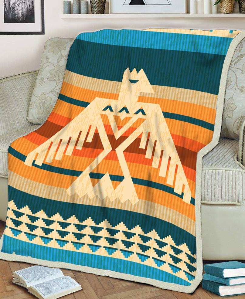 WelcomeNative Border Pattern Fleece Blanket, 3D Fleece Blanket, All Over Print, Native American