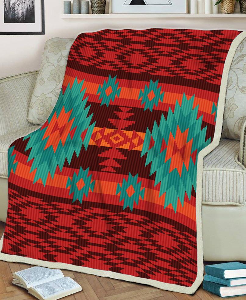 WelcomeNative Pattern Fleece Blanket, 3D Fleece Blanket, All Over Print, Native American