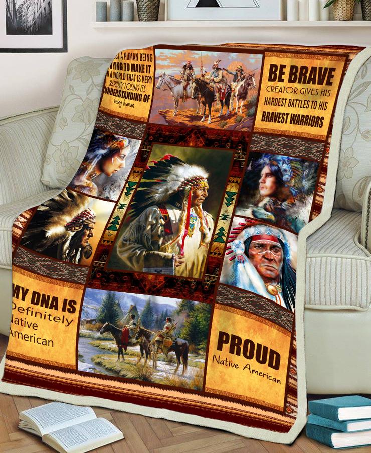 WelcomeNative Native Chief Fleece Blanket, 3D Fleece Blanket, All Over Print, Native American