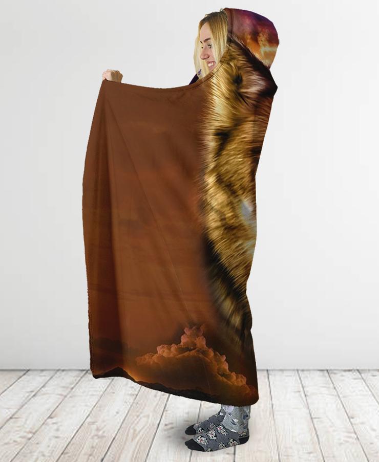 WelcomeNative Wolf Native Hooded Blanket, All Over Print, Native American
