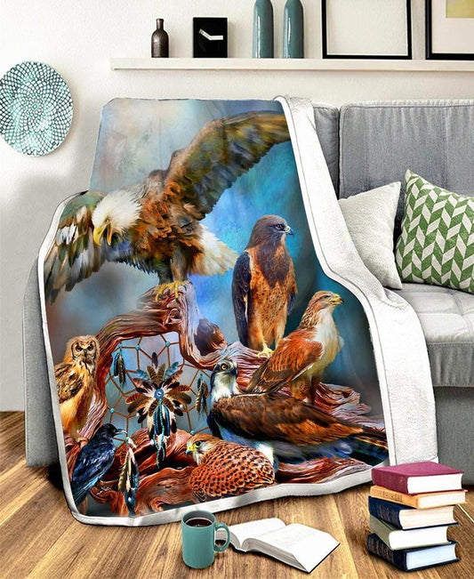 WelcomeNative Spirit Birds Fleece Blanket, 3D Fleece Blanket, All Over Print, Native American