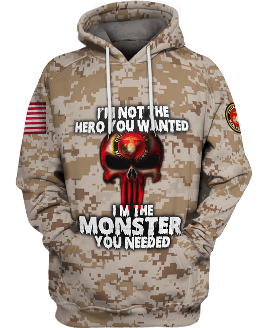 WelcomeNative US Marine 3D Hoodie, All Over Print Hoodie, Native American