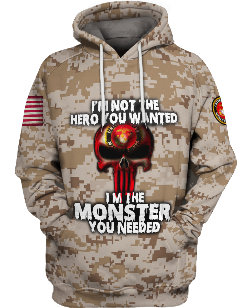 WelcomeNative US Marine 3D Hoodie, All Over Print Hoodie, Native American