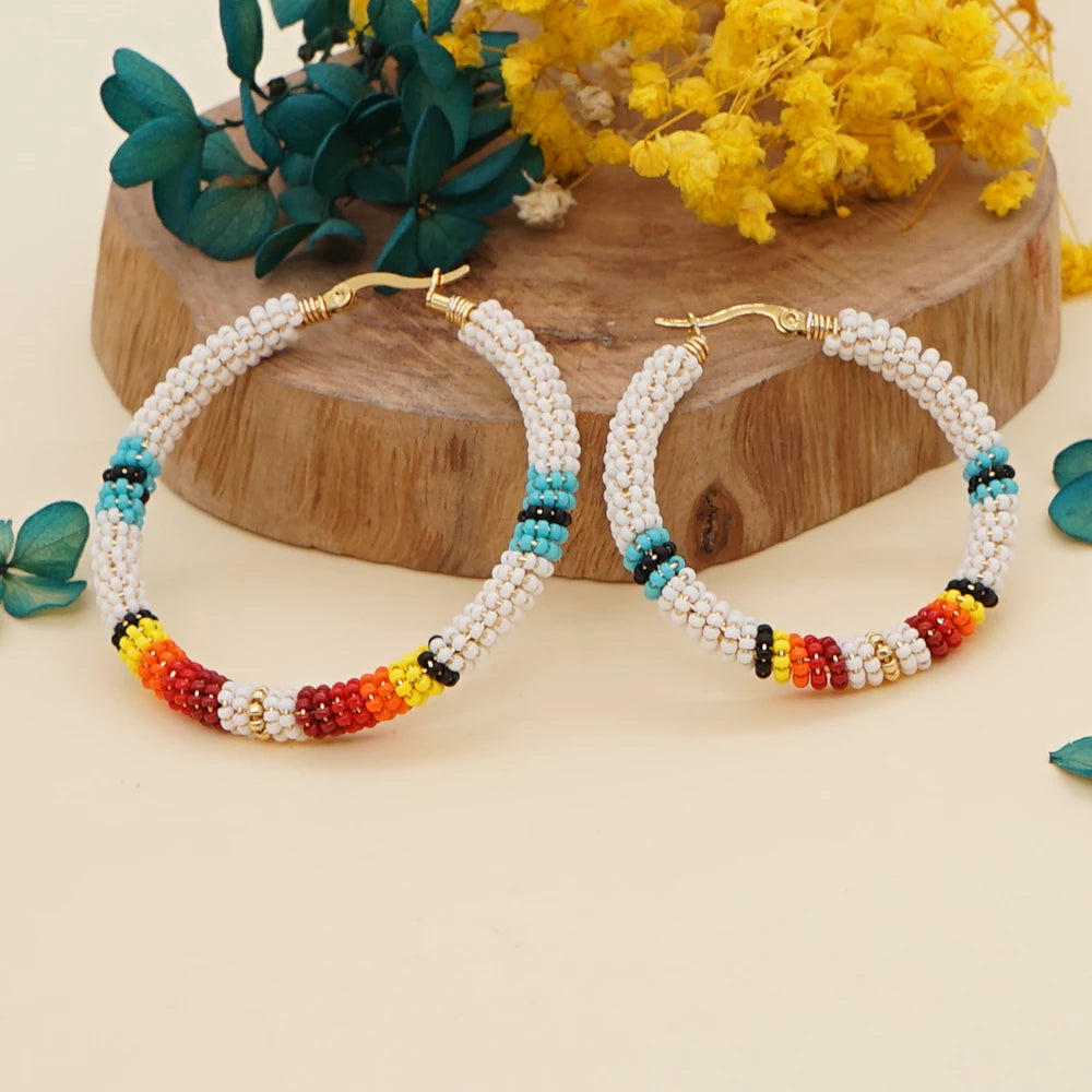 WelcomeNative Handmade Seef Bead Hoop Earrings