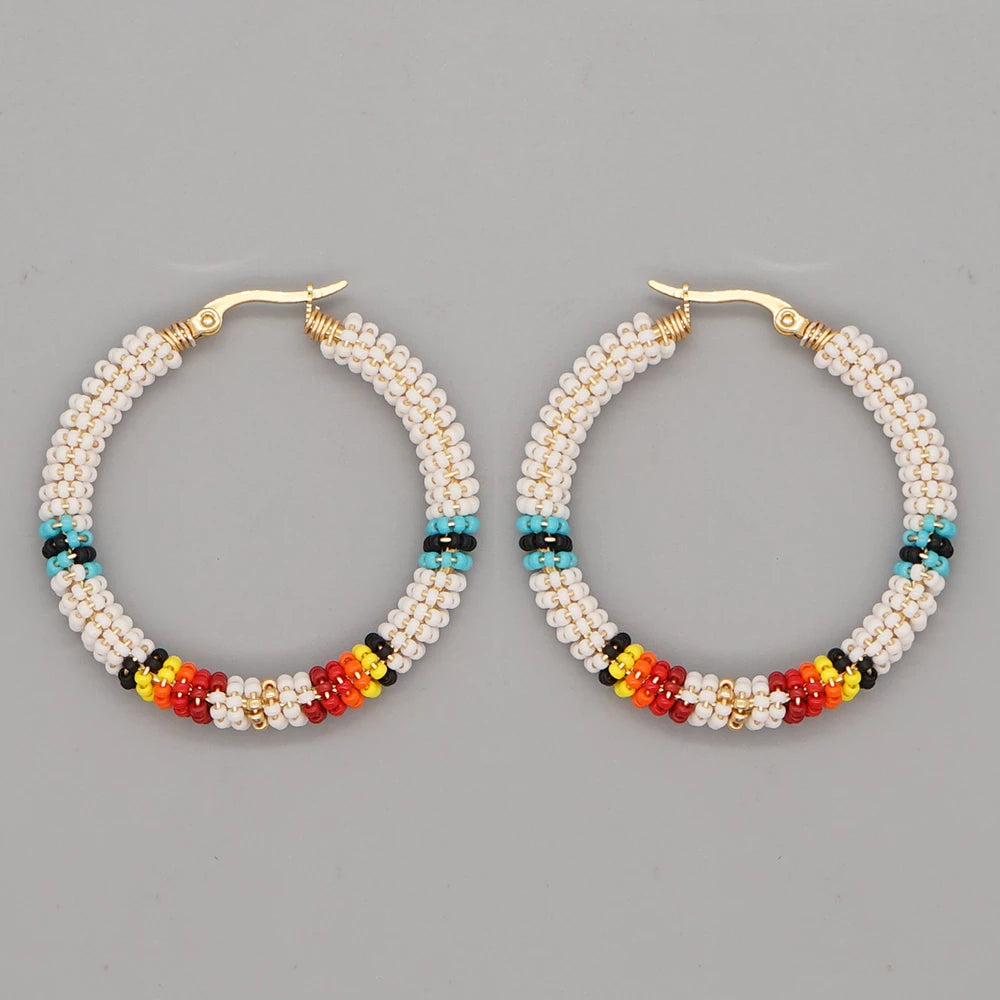 WelcomeNative Handmade Seef Bead Hoop Earrings