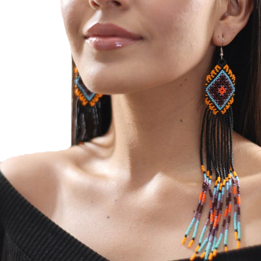 WelcomeNative Handmade Long Beaded Earrings