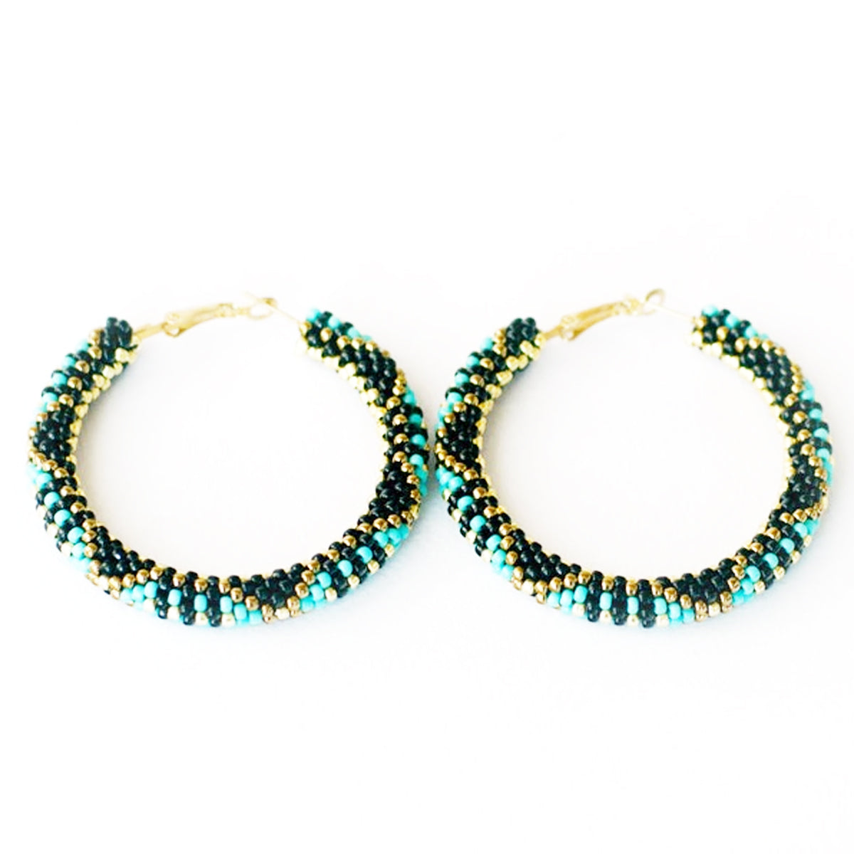 WelcomeNative Handmade Turquoise Seed Bead Earrings