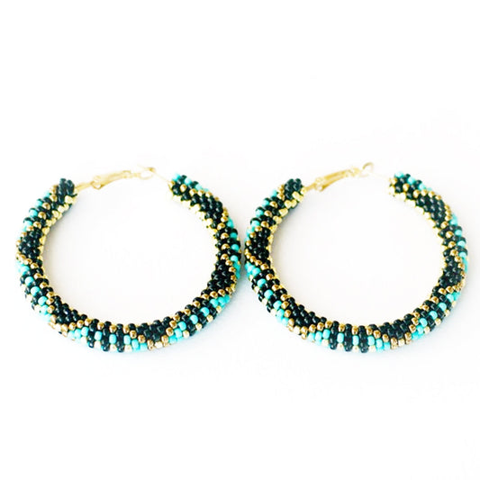 WelcomeNative Handmade Turquoise Seed Bead Earrings