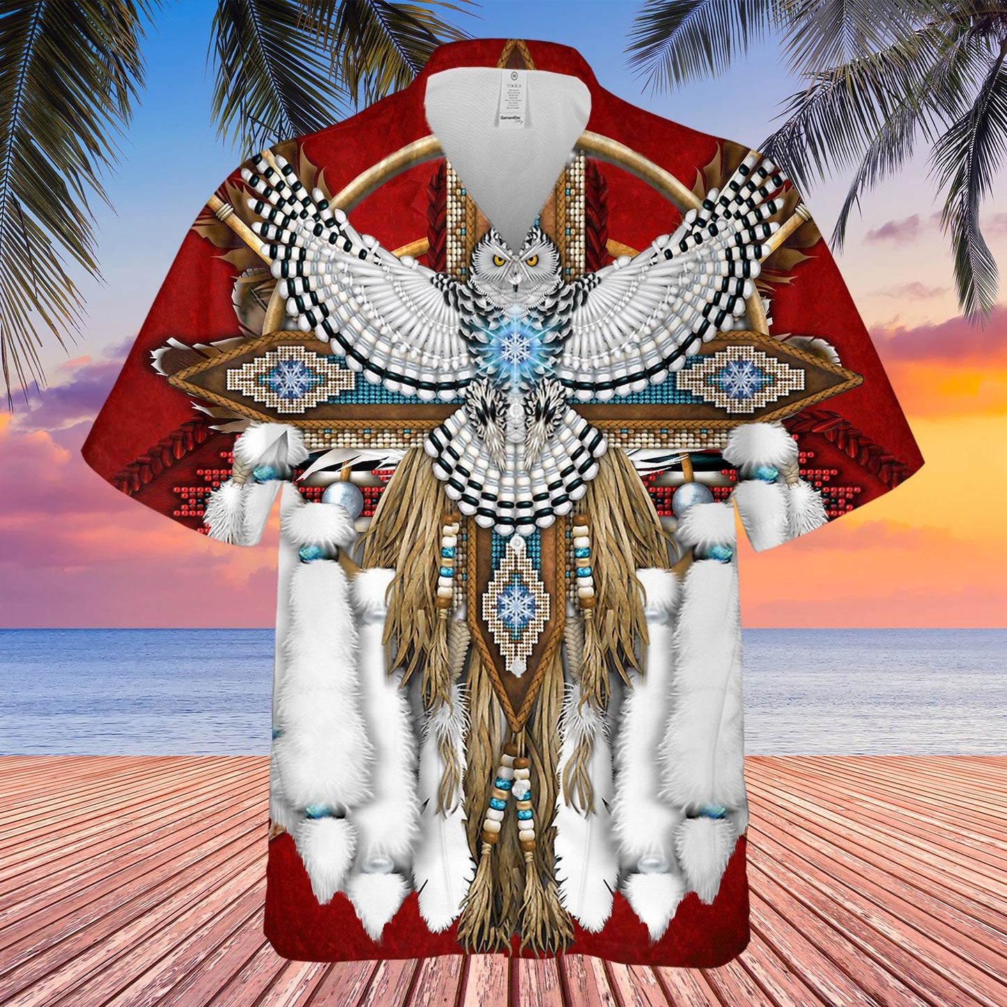 Native White Wolf 3D All Over Printed Hawaii Shirt