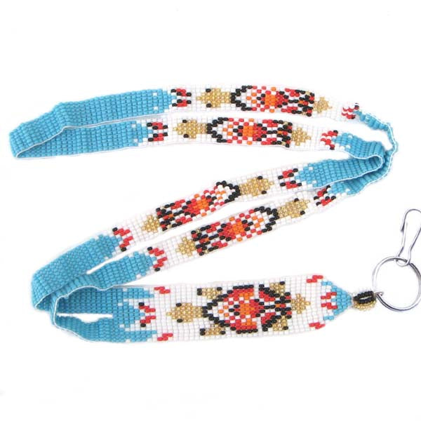 WelcomeNative Native American Style Turtle Design Seed Beaded Lanyard Id Holder
