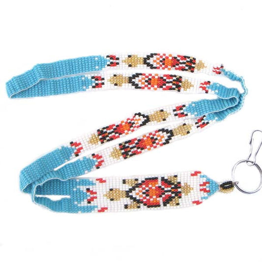 WelcomeNative Native American Style Turtle Design Seed Beaded Lanyard Id Holder