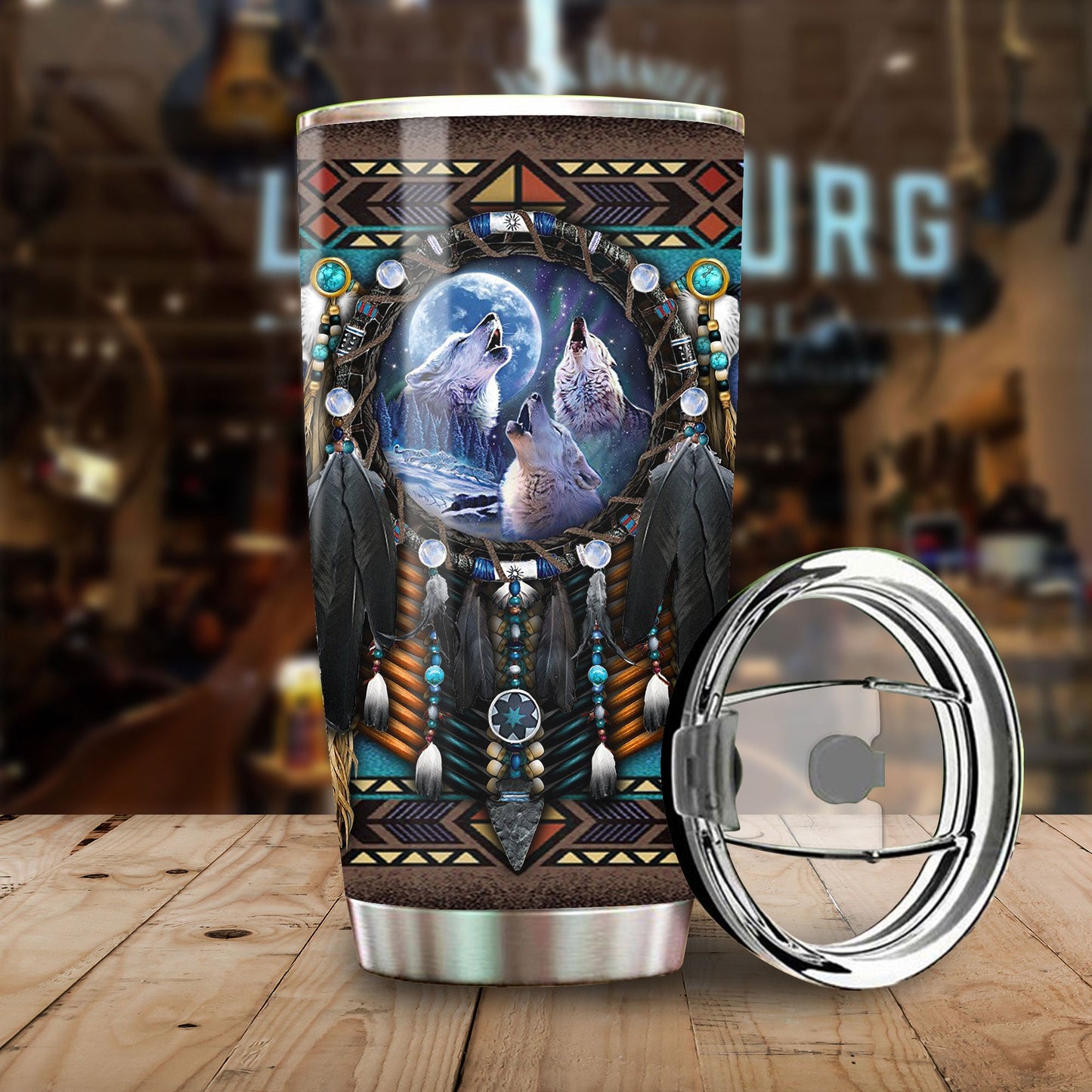 WelcomeNative Native Wolf Tumbler, 3D Tumbler, All Over Print Tumbler, Native American