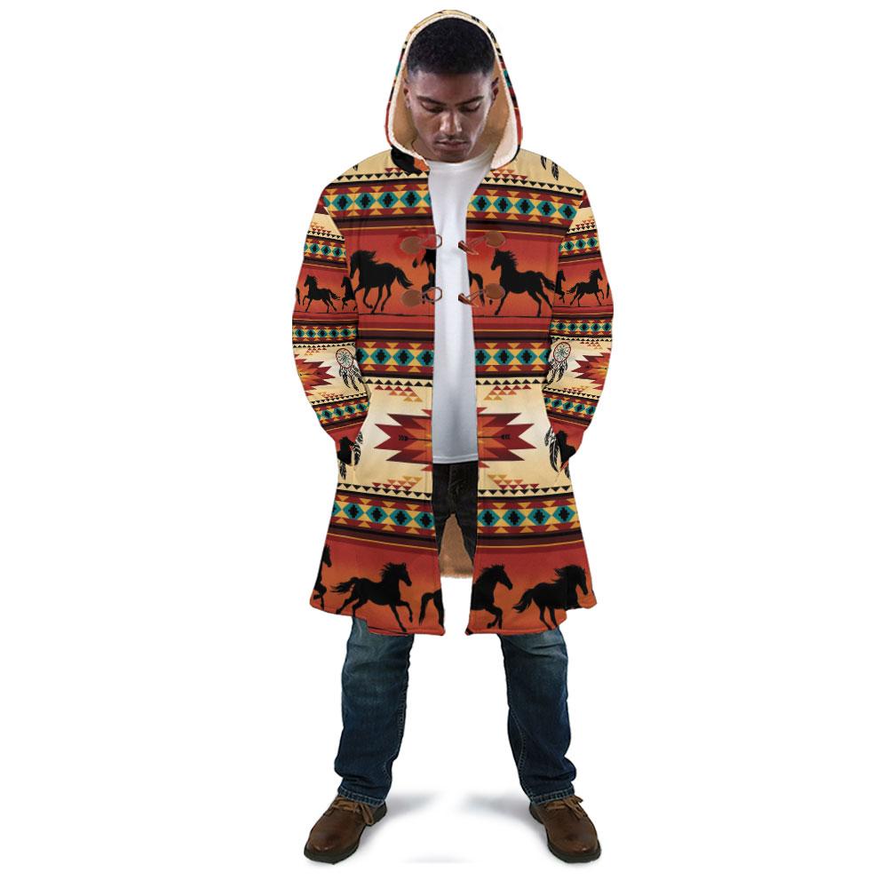 WelcomeNative Horse Pattern Native 3D Dream Cloak, All Over Print Dream Cloak, Native American
