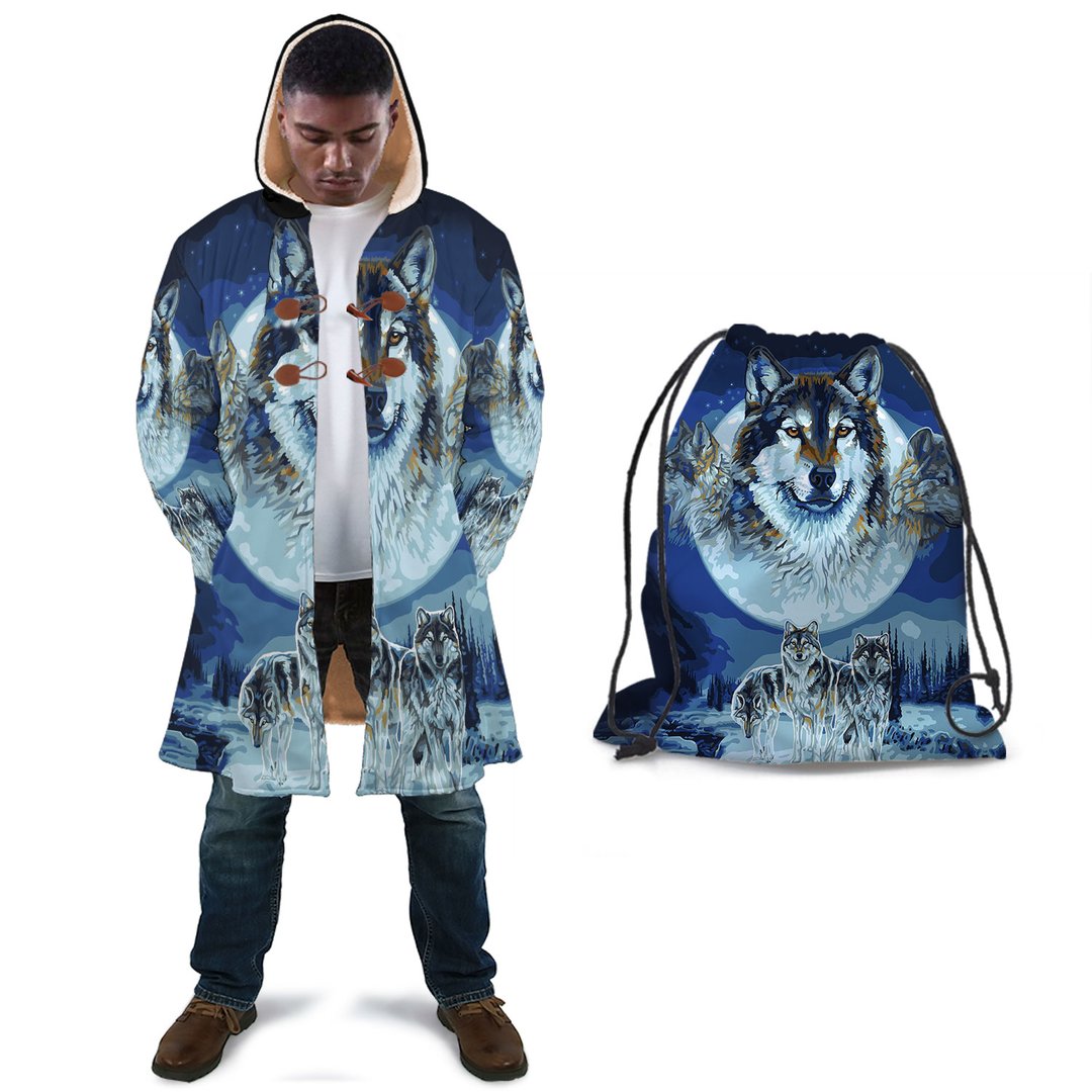WelcomeNative Winter Wolf Native 3D Dream Cloak, All Over Print Dream Cloak, Native American