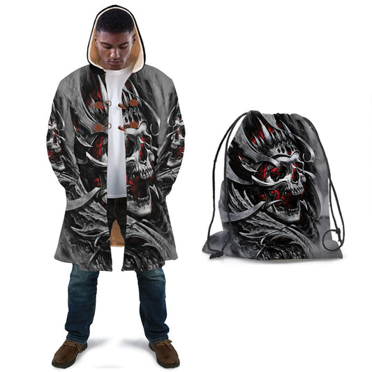 WelcomeNative Grey Skull Native 3D Dream Cloak, All Over Print Dream Cloak, Native American