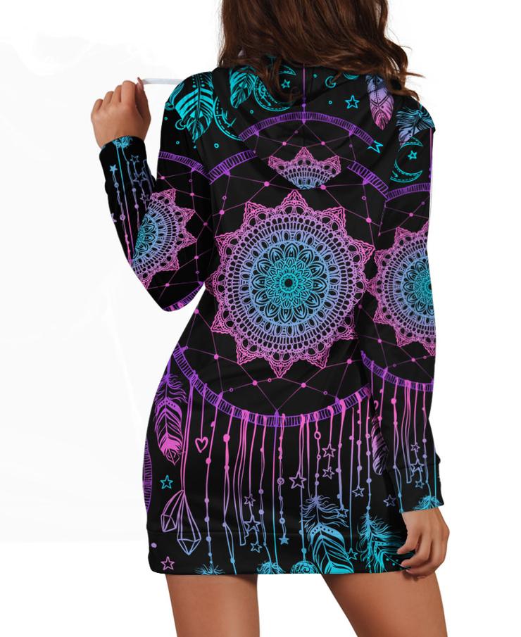 WelcomeNative Native Dream Pattern Hoodie Dress, 3D Hoodie Dress, All Over Print Hoodie Dress