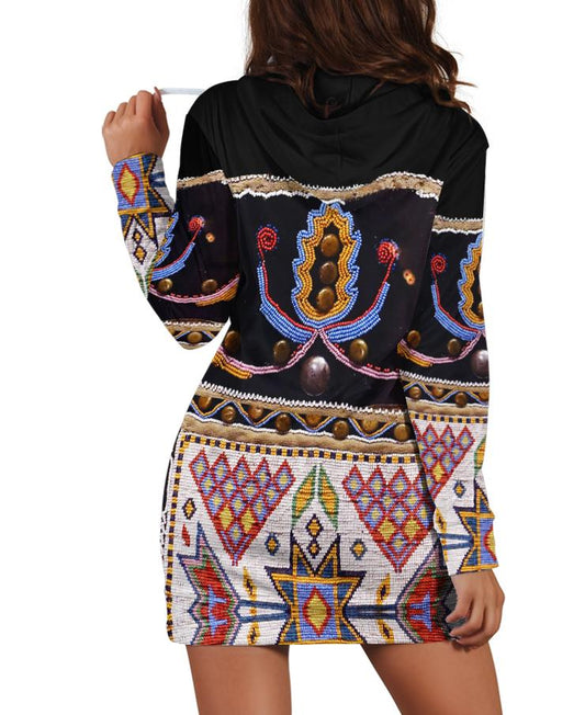 WelcomeNative Native Feature Motifs Hoodie Dress, 3D Hoodie Dress, All Over Print Hoodie Dress