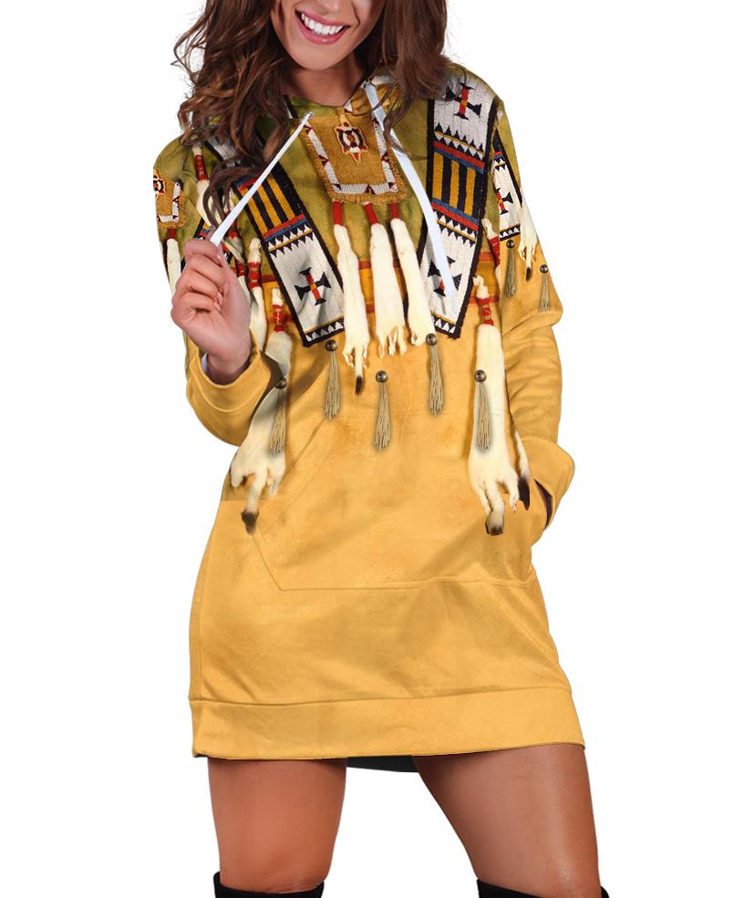 WelcomeNative Native 3D Motifs Hoodie Dress, 3D Hoodie Dress, All Over Print Hoodie Dress