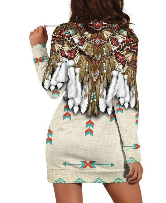 WelcomeNative Native Patterns Hoodie Dress, 3D Hoodie Dress, All Over Print Hoodie Dress