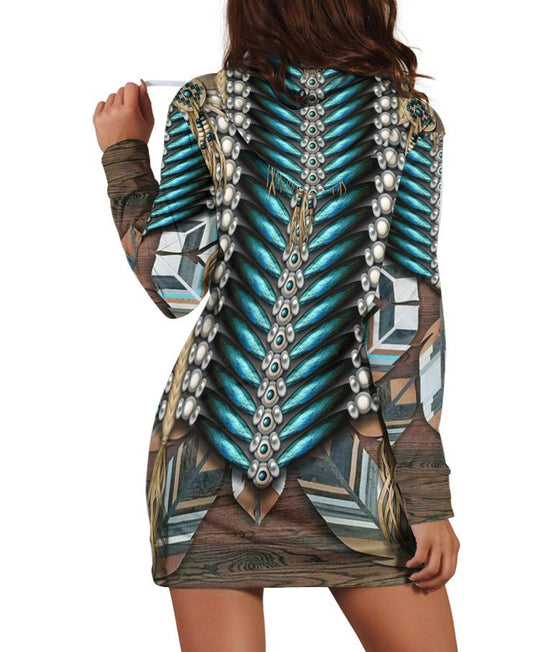 WelcomeNative 3D Motifs Hoodie Dress, 3D Hoodie Dress, All Over Print Hoodie Dress