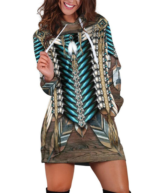 WelcomeNative 3D Motifs Hoodie Dress, 3D Hoodie Dress, All Over Print Hoodie Dress