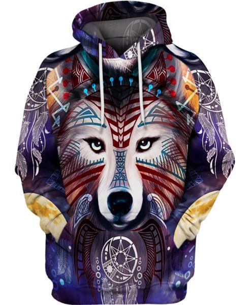 WelcomeNative Wolf Native Hoodie, All Over Print Hoodie, Native American