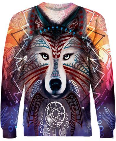WelcomeNative Wolf Native Hoodie, All Over Print Hoodie, Native American